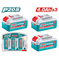 TOTAL ΕΠΑΓΓ. ΣΕΤ 3τεμ ΜΠΑΤ. TFBLI2002 Li-ion 20V / 4Ah (TOSLI251296E) TOTAL