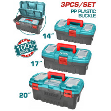 TOTAL ΣΕΤ 3ΤΕΜ ΠΛΑΣΤΙΚΕΣ ΕΡΓΑΛΕΙΟΘΗΚΕΣ 14"- 17"- 20" ΜΕ ΠΛΑΣΤΙΚΑ ΚΟΥΜΠΩΜΑΤΑ (TPBXK0031) TOTAL