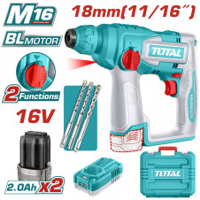 TOTAL ΕΠΑΓΓ. ΠΝΕΥΜΑΤΙΚΟ ΠΙΣΤΟΛΕΤΟ SDS-PLUS ΜΠΑΤ. Li-ion 16V / 2Ah / 2 ΜΠΑΤ (TRHLI16168) TOTAL