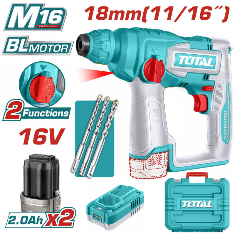 TOTAL ΕΠΑΓΓ. ΠΝΕΥΜΑΤΙΚΟ ΠΙΣΤΟΛΕΤΟ SDS-PLUS ΜΠΑΤ. Li-ion 16V / 2Ah / 2 ΜΠΑΤ (TRHLI16168) TOTAL TOTAL ΕΠΑΓΓ. ΠΝΕΥΜΑΤΙΚΟ ΠΙΣΤΟΛΕΤΟ SDS-PLUS ΜΠΑΤ. Li-ion 16V / 2Ah / 2 ΜΠΑΤ (TRHLI16168) TOTAL