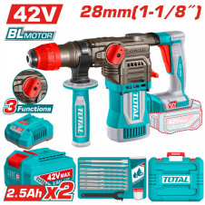 TOTAL ΕΠΑΓΓ ΣΕΤ ΠΝΕΥΜΑΤΙΚΟ ΠΙΣΤΟΛΕΤΟ ΜΠΑΤ. Li-ion 42V / 28mm/ 2.5Ah / 2 ΜΠΑΤ BL Motor (TRHLI422882E) TOTAL