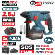 Bormann Pro Bbp5301X44Ca Πνευματικό Σκαπτικό Μπαταρίας 20V,2X4Ah,Brushless, 2.5J, Sds-Plus & Βαλίτσα BBP5301X44CA BORMANN Pro (084921)