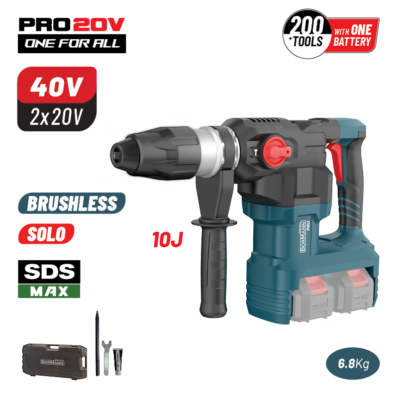 Bormann Pro Bbp5370 Περιστροφικό Πιστολέτο Μπαταρίας Sds-Max Brushless 40V (2X20V),Li-Ion,10J,6.8Kg BBP5370 BORMANN Pro (085614) Bormann Pro Bbp5370 Περιστροφικό Πιστολέτο Μπαταρίας Sds-Max Brushless 40V (2X20V),Li-Ion,10J,6.8Kg BBP5370 BORMANN Pro (085614)