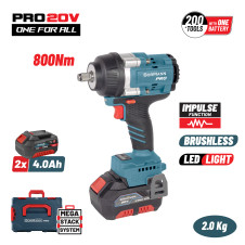 Bormann Pro Bbp5388X44Cα Μπουλονόκλειδο Brushless Mπαταρίας 20V, Li-Ion, 2X4Ah, 800Nm & Βαλίτσα BBP5388X44CΑ BORMANN Pro (088585)
