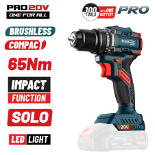 Bormann Pro Bbp5400 Δραπαν/Βιδο Κρουστικό,Compact,Brushless 20V, Li-Ion, 65Nm Με 2 Ταχύτητες BBP5400 BORMANN Pro (083276)
