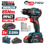 Bormann Pro Bbp5401X22Ca Κρουστικό Δραπανοκατσάβιδο Compact Brushless Μπαταρίας 20V, 2X2Ah BBP5401X22CA BORMANN Pro (083238)