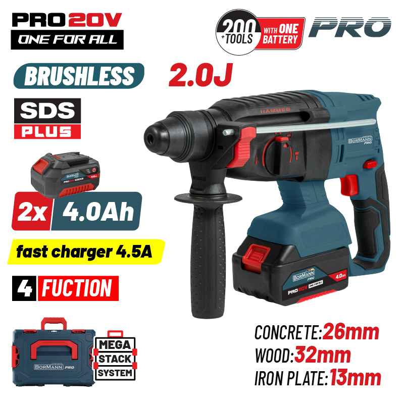 Bormann Pro Bbp5416X44Ca Πνευματικό Σκαπτικό Μπαταρίας Sds-Plus Brushless 20V,2J,0-1200Rpm,2X4Ah BBP5416X44CA BORMANN Pro (085676) Bormann Pro Bbp5416X44Ca Πνευματικό Σκαπτικό Μπαταρίας Sds-Plus Brushless 20V,2J,0-1200Rpm,2X4Ah BBP5416X44CA BORMANN Pro (085676)