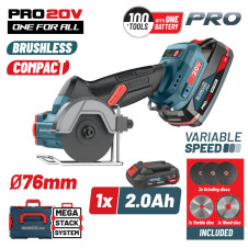 Bormann Pro Bbp5418X2Ca Μini Brushless Γωνιακός Τροχός Ρυθμιζόμενος 20V, 0-7000/14000/20000Rpm,1X2Ah BBP5418X2CA BORMANN Pro (085027)