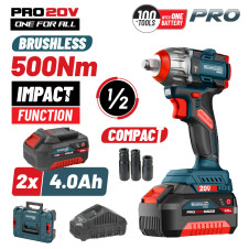 Bormann Pro Bbp5422X44Ca Μπουλονόκλειδο Compact Brushless Mπαταρίας 20V Li-Ion,500Nm,2X4Αh,Βαλίτσα BBP5422X44CA BORMANN Pro (083245)