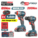 Bormann Pro Bbp5431X44T2Ca Σετ Compact Brushless Κρουστικό Δραπαν/Βιδο & Παλμικό Κατσαβίδι Bruhless BBP5431X44T2CA BORMANN Pro (084839)