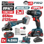 Bormann Pro Bbp5433X44T2Ca Σετ Compact Brushless Κρουστικό Δραπαν/Βιδο 65Νm & Γωνιακός Τροχός, Βmc BBP5433X44T2CA BORMANN Pro (083269)