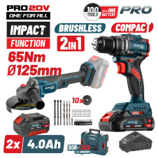 Bormann Pro Bbp5433X44T2Ca Σετ Compact Brushless Κρουστικό Δραπαν/Βιδο 65Νm & Γωνιακός Τροχός, Βmc BBP5433X44T2CA BORMANN Pro (083269)