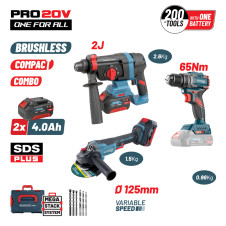 Bormann Pro Bbp5436X44T3Ca Σετ Compact Brushless Kρουστικό Δραπ/Βιδο & Γωνιακός Τροχός Brushless BBP5436X44T3CA BORMANN Pro (085041)