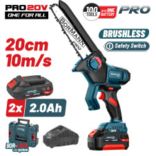 Bormann Pro Bbp5441X22C Κλαδευτικό Αλυσοπρίονο Mπαταρίας 20V Brushless,2X2Ah,Λάμα 20Cm,1.3Kg BBP5441X22C BORMANN Pro (083665)