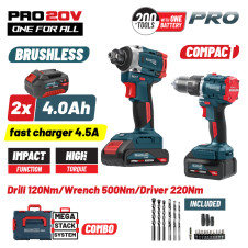 Bormann Pro Bbp5465X44T2Ca Σετ Compact Brushless Κρουστικό Δραπανοκατσάβιδο & Μπουλονόκλειδο 2Σε1 BBP5465X44T2CA BORMANN Pro (085263)