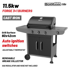 Bormann Elite  Bbq6031 Ψησταριά Υγραερίου Forge 3+1 Εστιών Με Μαντεμένια Σχάρα BBQ6031 BORMANN ELITE (084174)