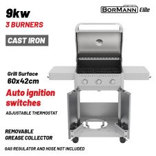 Bormann Elite Bbq7030 Ψησταριά Υγραερίου Legend 3 Εστιών Με Μαντεμένια Σχάρα Luxury Type BBQ7030 BORMANN ELITE (084204)