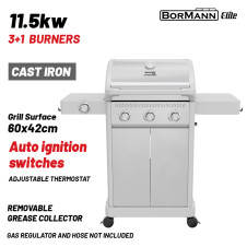 Bormann Elite Bbq7031 Ψησταριά Υγραερίου Legend 3+1 Εστιών Με Μαντεμένια Σχάρα Luxury Type BBQ7031 BORMANN ELITE (084211)
