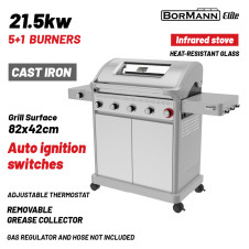 Bormann Elite Bbq7061 Ψησταριά Υγραερίου Legend 6+1 Εστιών Με Μαντεμένια Σχάρα Luxury Type BBQ7061 BORMANN ELITE (084242)