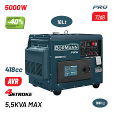 Bormann Pro Bgb9510 Γεννήτρια Πετρελαίου Συνεχ. Απόδοση 5000W,418Cc,Μίζα,72Db,Πρίζα Ats BGB9510 BORMANN Pro (086246)