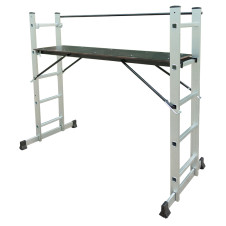 Bormann Pro Bhl9090 Πολυμορφική Σκαλωσιά Αλουμινίου  3 Σε 1, 5+5 Σκαλιά Με Μπάρα Σταθεροποίησης BHL9090 BORMANN Pro (051435)