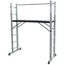 Bormann Pro Bhl9100 Πολυμορφική Σκαλωσιά Αλουμινίου 3 Σε 1, 7+7 Σκαλιά Με Μπάρα Σταθεροποίησης BHL9100 BORMANN Pro (080398)