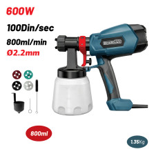 Bormann Bpg8110 Πιστόλι Βαφής Ηλεκτρικό Hvlp 600W, 800Ml, 100Din, Φ1.5/1.8/2.6Mm BPG8110 BORMANN (086505)