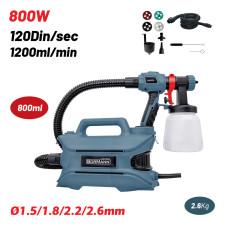 Bormann Bpg9110 Πιστόλι Βαφής Ηλεκτρικό Hvlp 800W, Σωληνας 2M, 800Ml, 120Din, Φ1.5/1.8/2.6Mm BPG9110 BORMANN (086512)