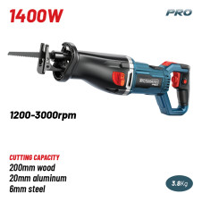 Bormann Pro Brs2010 Σπαθόσεγα 1400W, 1200-3000Spm, Ξύλο 200Mm, Με Ταλάντωση BRS2010 BORMANN Pro (086260)