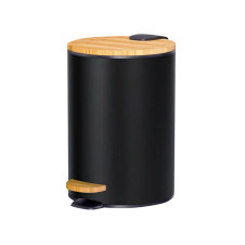 Bormann Btw9038 Μεταλλικό Καλαθάκι Μπάνιου Μαύρο Με Ξύλινο Καπάκι 5L,Μηχανισμός Αργού Κλεισίματος BTW9038 BORMANN (061557)