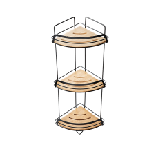 Bormann Btw9040 Γωνιακή Επιτοίχια Ραφιερα Μπάνιου Μεταλλική,3 Ράφια Ξύλινα,Μαύρη,26.5X18.5X63Cm BTW9040 BORMANN (061564)