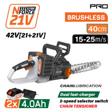 Nakayama Pro Ec1711X44 Αλυσοπρίονο Brushless Μπαταρίας 42V,Li-Ion,2X4Ah,Λάμα 40Cm,Ταχυφορτιστής 4Α EC1711X44 NAKAYAMA PRO (085294)
