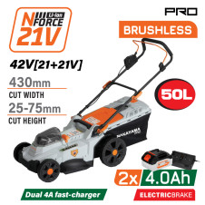 Nakayama Pro Ec1726X44 Μηχανή Γκαζόν Μπαταρίας Brushless 42V,Li-Ion,2X4Ah,4A,Κοπή 43Cm EC1726X44 NAKAYAMA PRO (085393)