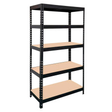ΡΑΦΙΕΡΑ ΜΕΤΑΛΛΙΚΗ 90x40x180cm ΜΑΥΡΗ, 210kg 5 ΡΑΦΙΑ MDF - 610425
