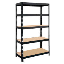 ΡΑΦΙΕΡΑ ΜΕΤΑΛΛΙΚΗ 120x40x180cm ΜΑΥΡΗ, 210kg 5 ΡΑΦΙΑ MDF - 610426