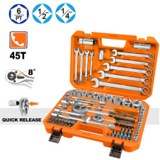 Καστάνια 1/2'' & 1/4'' με καρυδάκια σετ 82τεμ. - HOJITA (600003.0090)